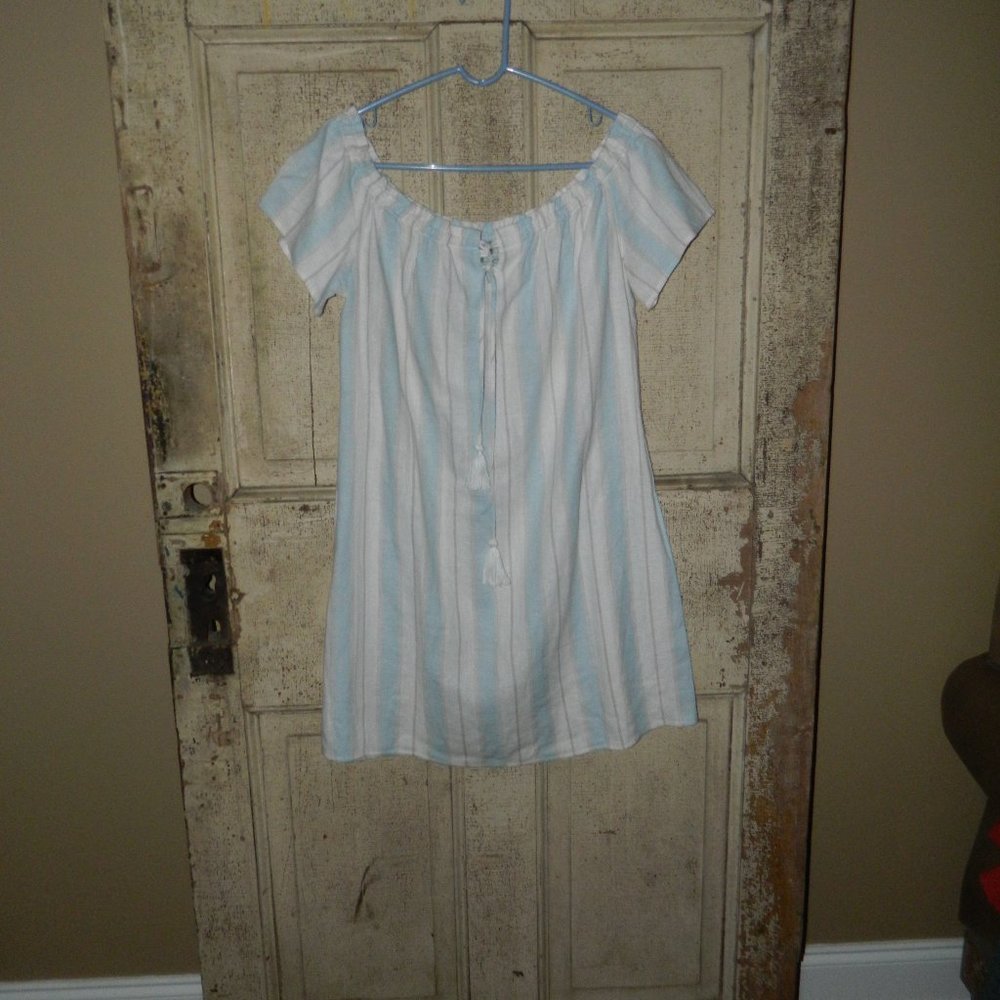J For Justify Linen Blend Striped Dress Size M (Z-20)